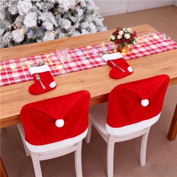 Set of 4 Kitchen Christmas Chair Covers for Dining Chairs Decoración, - Picture 5 of 8